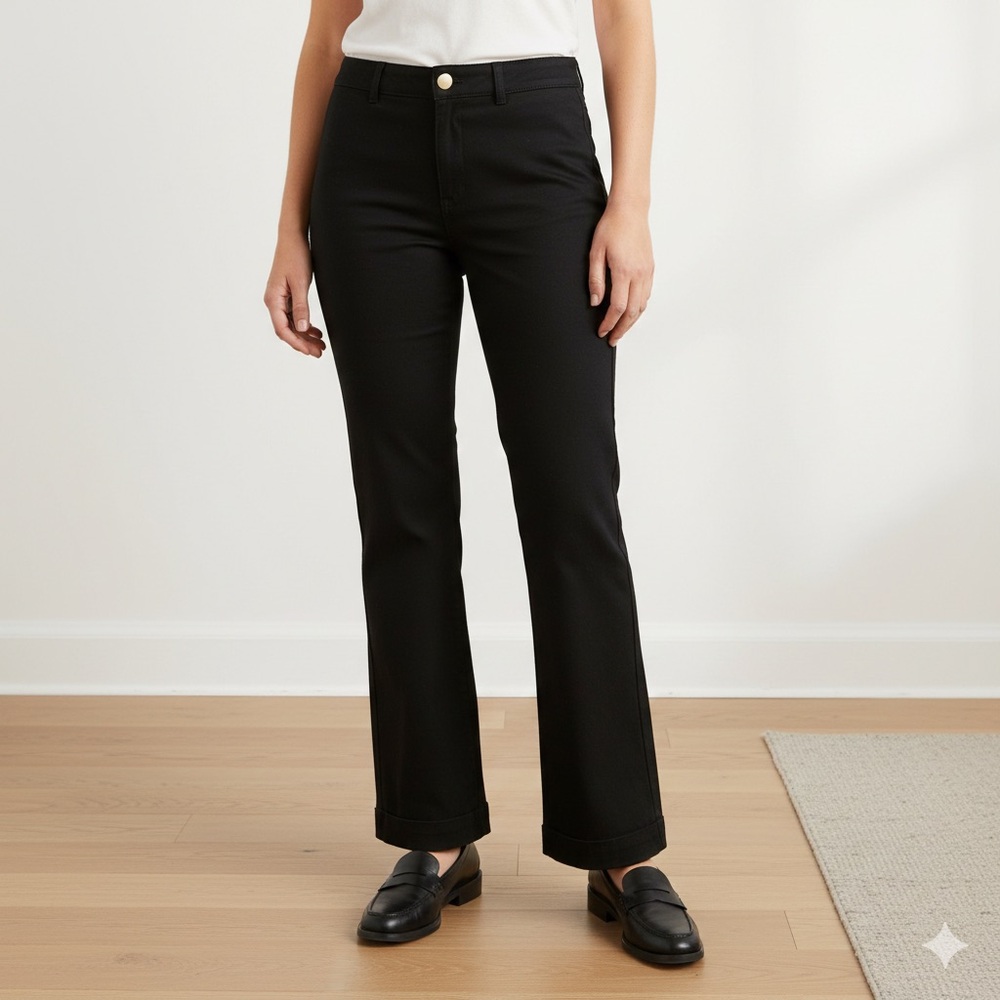 Talbots Flare Jean Size 10 Black Mid Rise Bootcut Career Pants Workwear Office